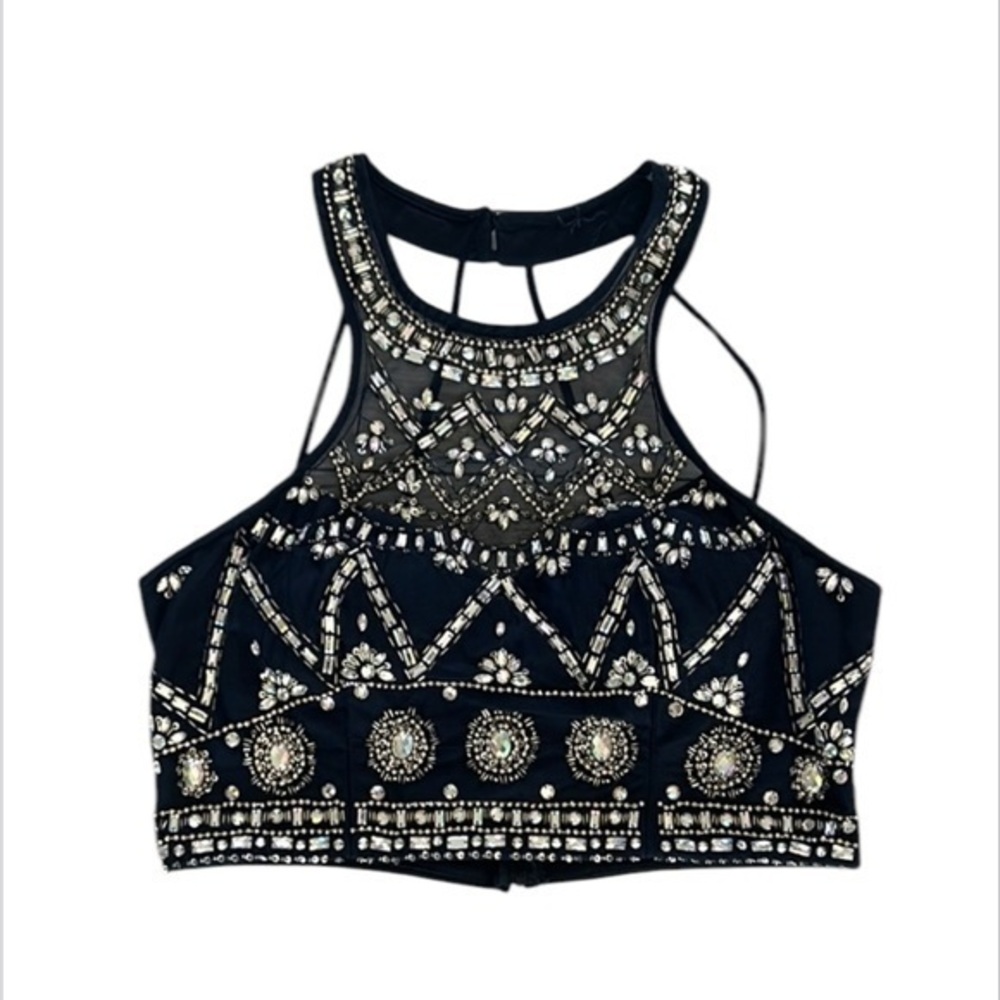 B. Darlin rhinestone beaded halter crop top size 13/14